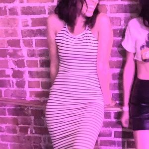 Striped Fishtail Maxi Dress